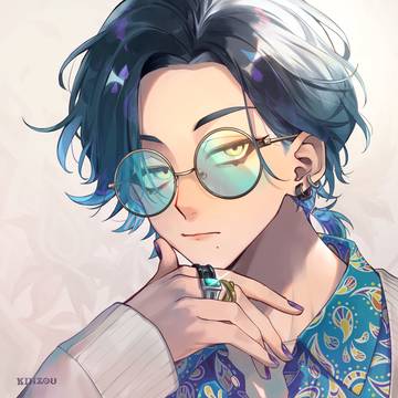 青い服