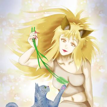 化猫の猫じゃらし