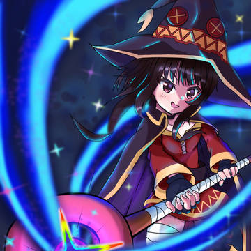 爆裂魔法を放つめぐみんん