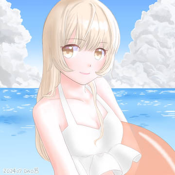 水着👙と海と入道雲
