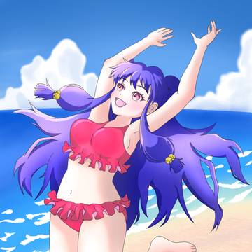 水着でジャンプするシャンプー