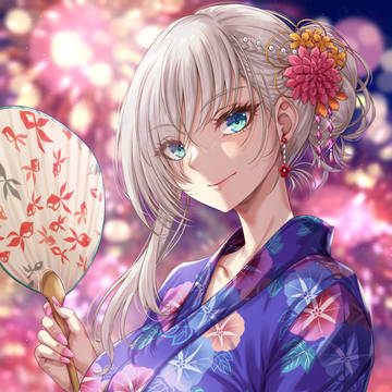 銀髪バニーガールお姉さん浴衣ver