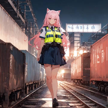 security girl in freight yard
