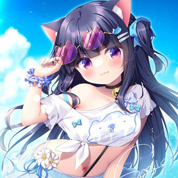 夏！クロちゃん🐈‍⬛🏝️💙