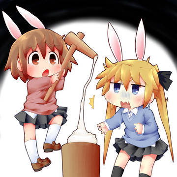 もちをつく うさぎやすニャ