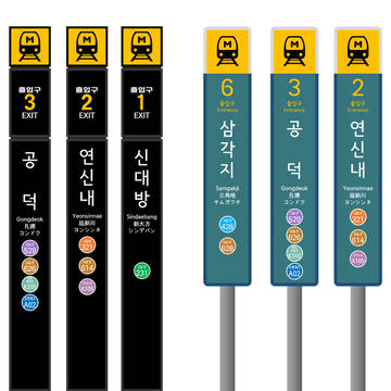 서울지하철 역명폴사인 ソウル地下鉄駅名ポールサイン