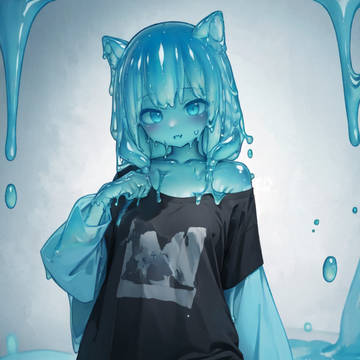 slime girl wearing cool T-shirt