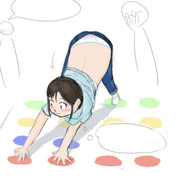 ツイスターゲームで腰パンチラする女の子