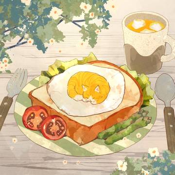 目玉焼きトースト🍳🐈