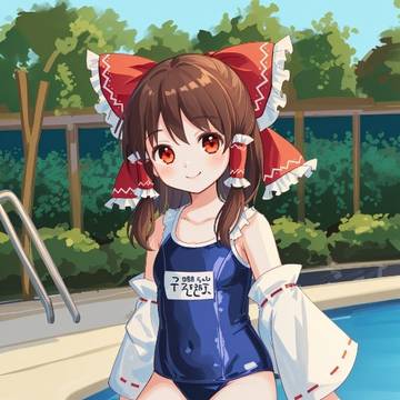 水着とカジュアルウェア霊夢
