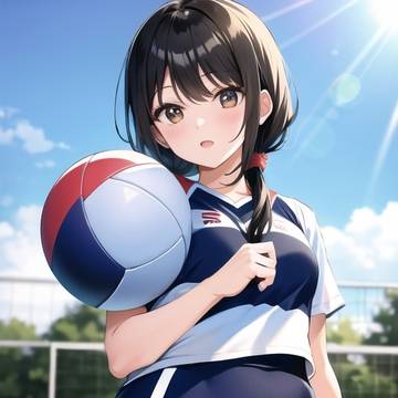 バレーユニフォームを着た巨乳美人