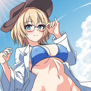 夏っぽいメガネっ娘