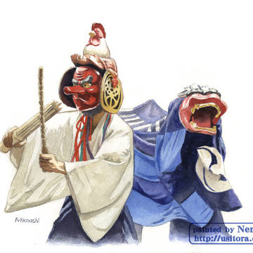 天狗と獅子舞