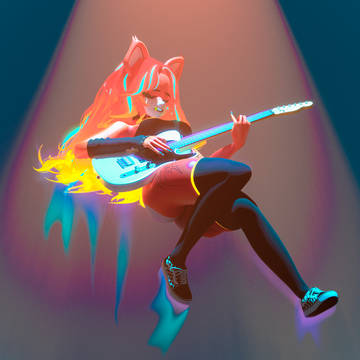 Fox girl with a guitar.