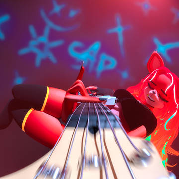 Fox girl with a guitar.