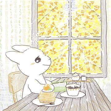 銀杏並木のカフェ窓辺