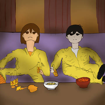 Kel and Sunny after cooking