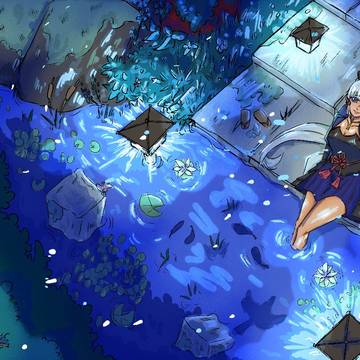 Ayaka by the pond