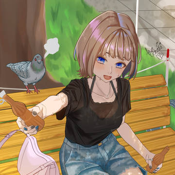 彼女と怒れる鳩