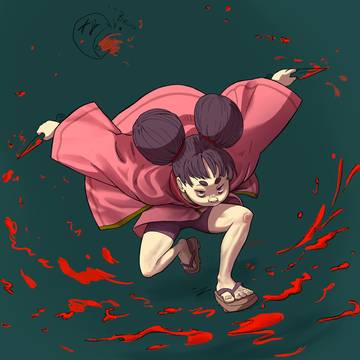 A character in an action pose