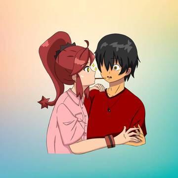花咲ランとケナン・ゼロがポッキーとキス