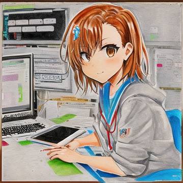 misaka watercolor painting