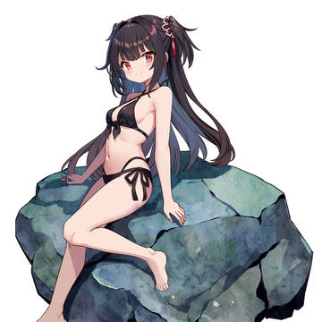 泳装黑发双马尾萝莉