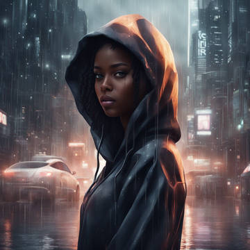 Girl standing in the rain