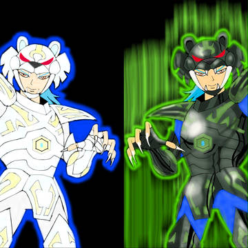 「聖闘士星矢」より、「ゼータ星の兄弟の神闘士」です。