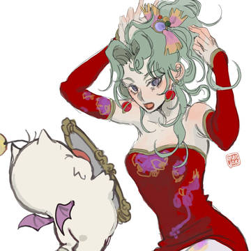 髪型をセットしているティナ🪞
