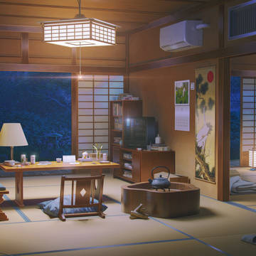 日本の田舎の夜