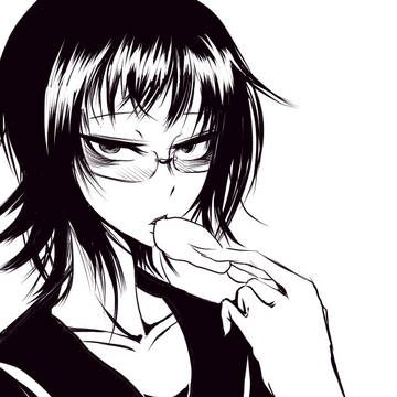 ポテチ食べる三白眼眼鏡さん