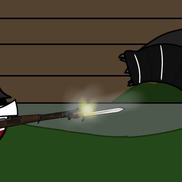 巨大なヒルと戦うドイツ兵