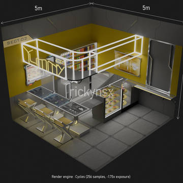 sci-fi mini restaurant 3D assets
