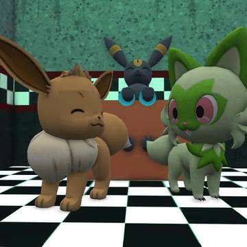 Sprigatito and Eevee Tickle