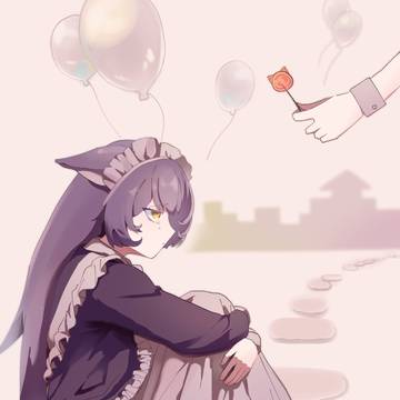 猫耳メイドと風船
