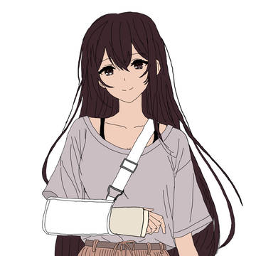 Broken arm girl with an armsling