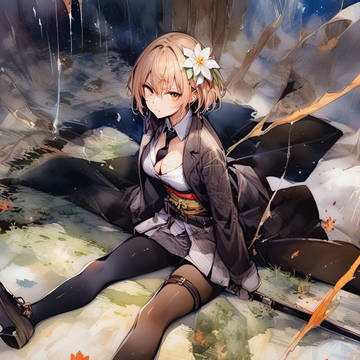 着物ぽい衣装の娘