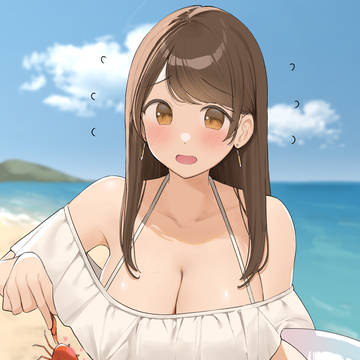カニに捕まるOLちゃん「た、助けて〜〜💦」