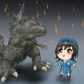 デフォルメゴジラと高雄　（人間練習も兼ねて）