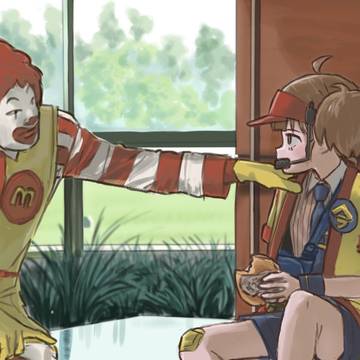 記者会見で軍需産業撤退を発表するいまだけダブチ食べ美ちゃん