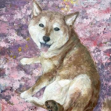 桜と柴犬