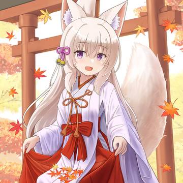 紅葉の巫女狐娘
