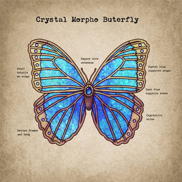 Morpho Butterfly Brooch