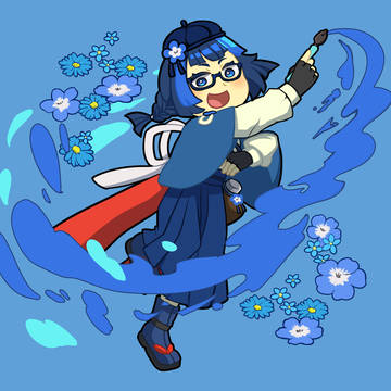 青色のレトロ魔術絵師