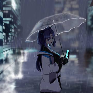 Yuuka under the rain