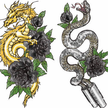 金龍と蛇と黒薔薇
