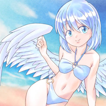 秋の水着青さん