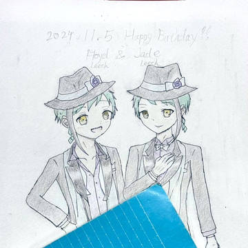 🦈さんと🐬さんのお誕生日お祝い絵