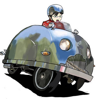 小さな車、そして怖がる少年